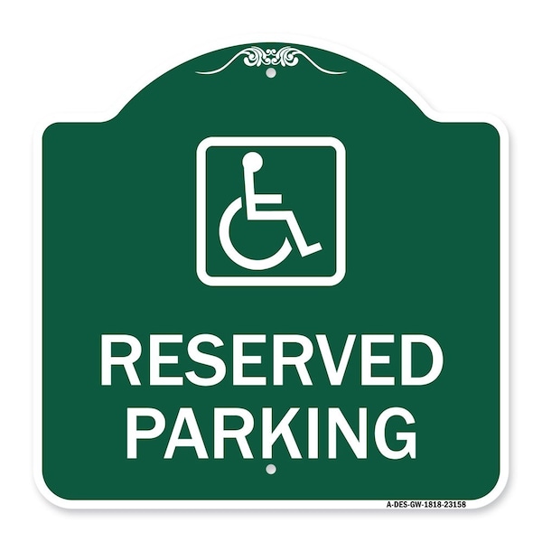 Signmission Reserved Parking Handicapped Blue, Green & White Aluminum Sign, 18" x 18", GW-1818-23158 A-DES-GW-1818-23158 - main